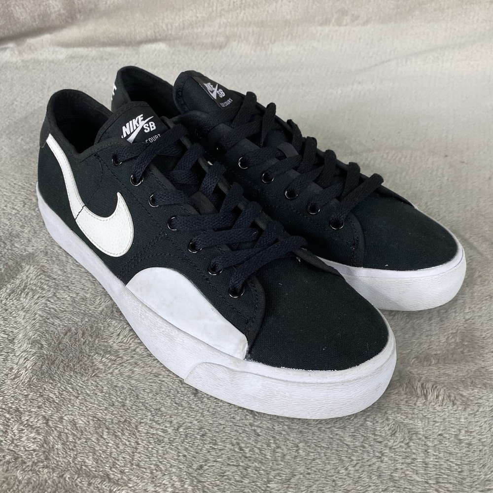 Nike SB Blazer Court Men's Sneakers Shoes 8.5 Black White Canvas Pickleball NEW